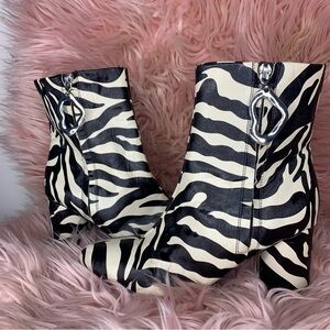 Chic ASOS Zebra Print Ankle Boots with Silver Accents size 6